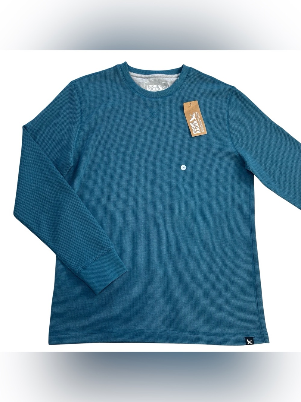 NWT Eddie Bauer Eddie's Favorite Ultrasoft Thermal Crew Men's M Waffle Knit Blue